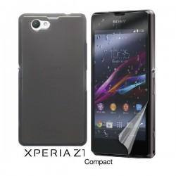 Silikon etui za Sony Xperia Z1 Compact +Folija ekrana Temna barva