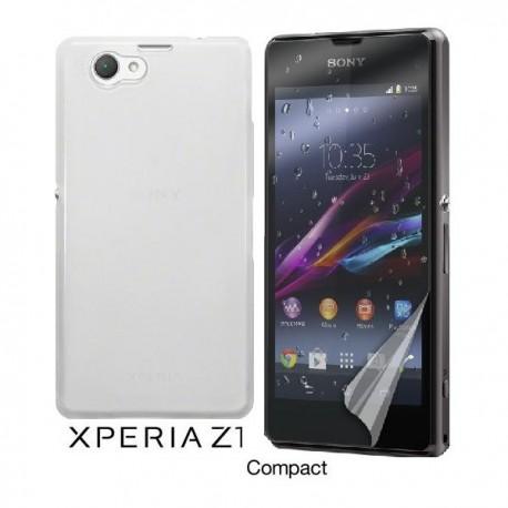 Silikon etui za Sony Xperia Z1 Compact +Folija ekrana Bela mat barva