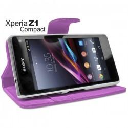 Torbica za Sony Xperia Z1 Compact Preklopna Vijola barva+Folija ekrana