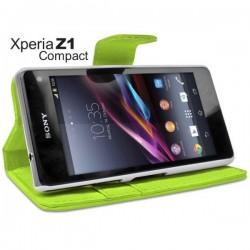 Torbica za Sony Xperia Z1 Compact Preklopna Zelena barva+Folija ekrana