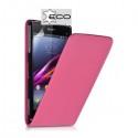 Torbica za Sony Xperia Z1 Compact Preklopna +Zaščitna folija ekrana Pink barva