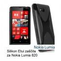 Silikon Etui za Nokia Lumia 820,črna barva,motiv X