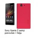Etui za Sony Xperia Z zadnji pokrovček + folija, Rdeča barva
