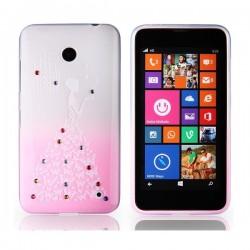 Silikon etui za Nokia Lumia 630/635,prozorna pink,motiv Lady Butterfly+folija ekrana