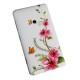 Silikon etui za Nokia Lumia 625,pink cvetovi z metulji+folija ekrana