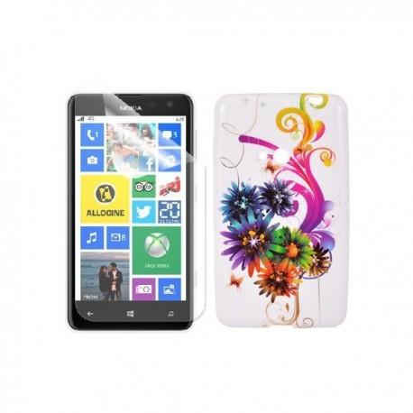 Silikon etui za Nokia Lumia 625,motiv barvni cvetovi+folija ekrana