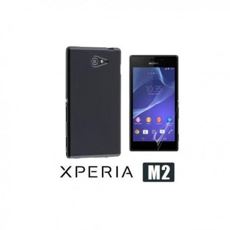 Etui za Sony Xperia M2 Zadnji pokrovček +Folija ekrana Črna barva