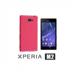 Etui za Sony Xperia M2 Zadnji pokrovček +Folija ekrana Pink barva
