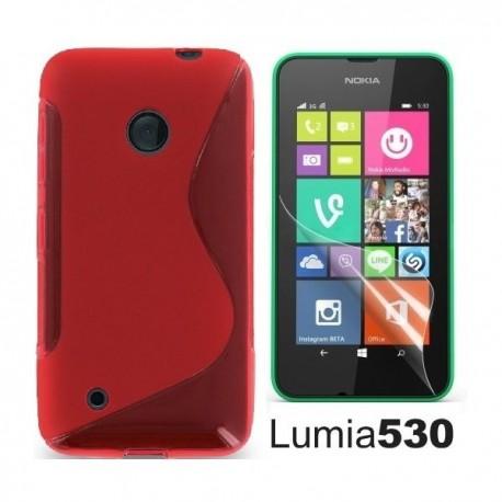Silikon etui za Nokia Lumia 530,rdeča barva,motiv S+folija ekrana