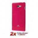 Silikon etui za Sony Xperia M2 + 2x Folija High-Quality ,Hot Pink barva