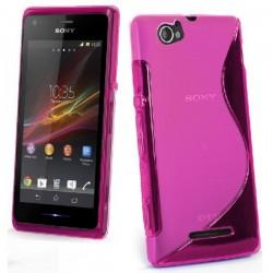 Silikon etui za Sony Xperia M,pink barva,motiv S+folija ekrana