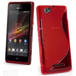 Silikon etui za Sony Xperia M,rdeča barva,motiv S+folija ekrana
