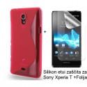 Silikon etui za Sony Xperia T,rdeča barva,motiv S+folija ekrana