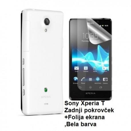 Etui za Sony Xperia T,zadnji pokrovček,bela barva+folija ekrana,Jekod