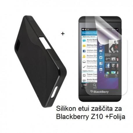 Silikon etui za Blackberry Z10 +Folija, črna barva