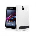 Silikon etui za Sony Xperia E1,E1 Dual,prozorna mat bela barva,motiv S+folija ekrana