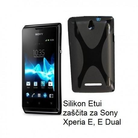 Silikon Etui za Sony Xperia E,E Dual,črna barva,motiv X