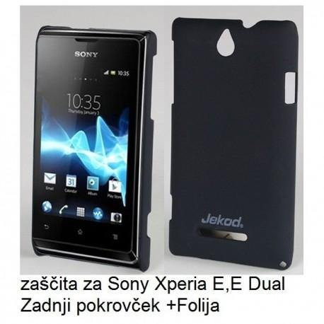 Etui za Sony Xperia E,E Dual,zadnji pokrovček,črna barva+folija ekrana,Jekod