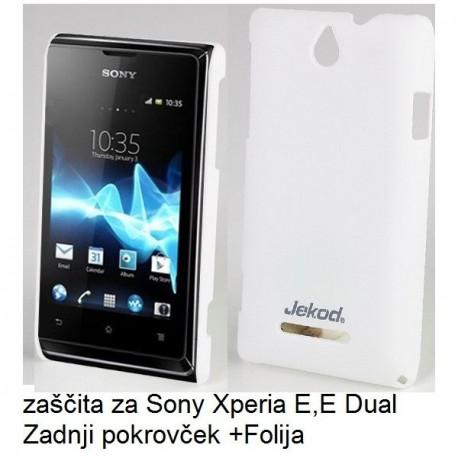 Etui za Sony Xperia E,E Dual,zadnji pokrovček,bela barva+folija ekrana,Jekod