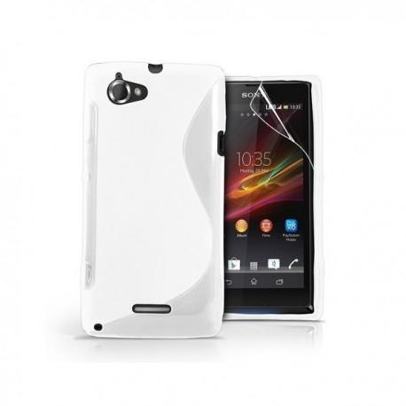 Silikon etui za Sony Xperia L,prozorna mat bela barva,motiv S+folija ekrana