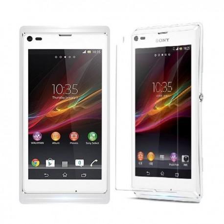 Silikon etui za Sony Xperia L,prozorna mat bela barva+folija ekrana,Jekod