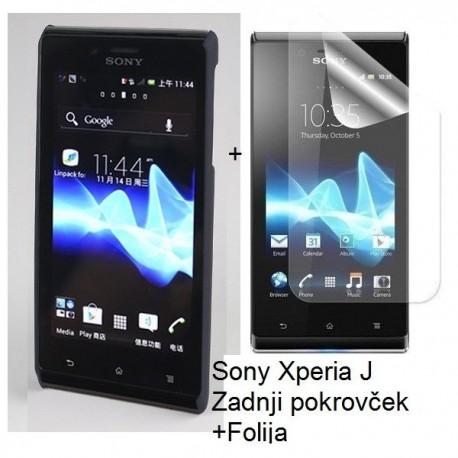 Etui za Sony Xperia J,zadnji pokrovček,črna barva+folija ekrana,Jekod