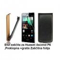 Torbica za Huawei Ascend P6 ,Preklopna +gratis Zaščitna folija ekrana, Črna barva