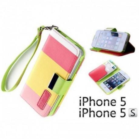 Etui za Apple iPhone 5, 5S Preklopna- Barvna (bela, rumena, pink)