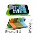 Etui za Apple iPhone 5, 5S Preklopna- Barvna (bela, modra, oranžna)