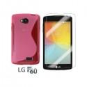 Silikon etui  za LG F60 +Folija ekrana Pink barva