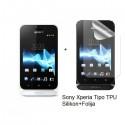 Silikon etui za Sony Xperia Tipo,prozorna mat bela barva+folija ekrana,Jekod