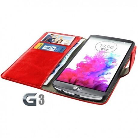 Torbica za LG G3 Preklopna Rdeča barva+Folija ekrana