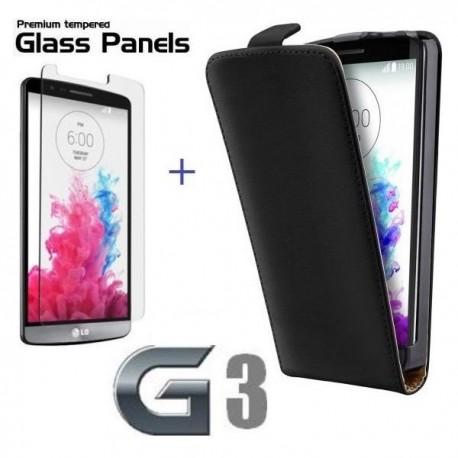 Torbica za LG G3 Preklopna +Kaljeno steklo 9H,Črna barva