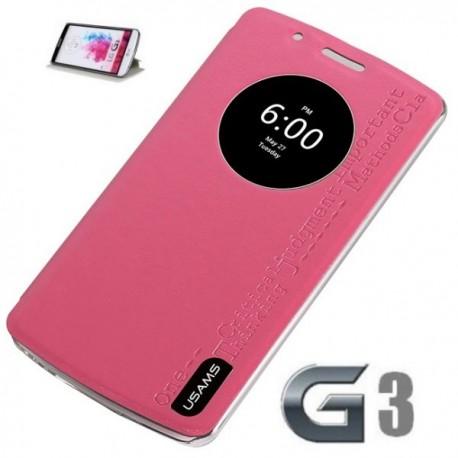 Torbica za LG G3 Preklopna S-View Pink barva