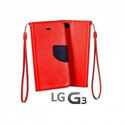Preklopna Torbica Fancy za LG G3 Rdeča barva