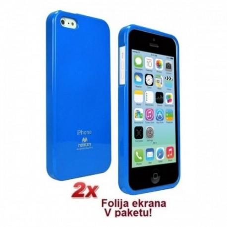 Silikon etui za Apple iPhone 5C + 2x Folija High-Quality ,Modra barva