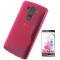 Silikon etui za LG G3 S +Folija ekrana Pink barva