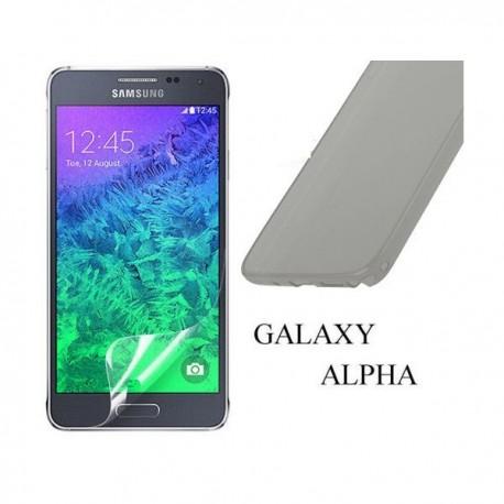 Silikon etui za Samsung Galaxy Alpha +Folija ekrana TPU 0,3mm Transparent-Temna barva
