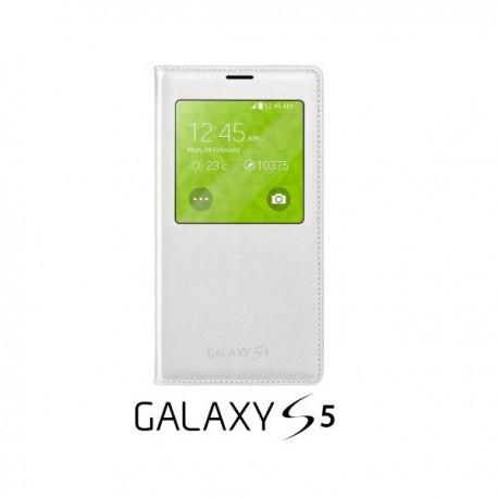 Torbica za Samsung Galaxy S5 Original S-View Cover EF-CG900BWEGWW Bela barva