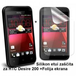 Silikon etui za HTC Desire 200 +Folija ekrana, transparentno temna
