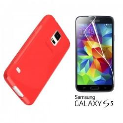 Silikon etui za Samsung Galaxy S5 +Folija ekrana Gratis , Rdeča barva