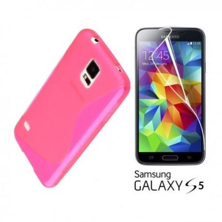 Silikon etui za Samsung Galaxy S5 +Folija ekrana Gratis , Pink barva