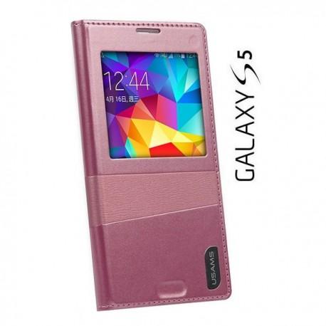 Torbica USAMS za Samsung Galaxy S5 Window View Design Pink barva