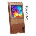 Torbica USAMS za Samsung Galaxy S5 Window View Design Coffee Gold barva