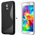 Silikon etui za Samsung Galaxy S5 +Kaljeno steklo Črna barva