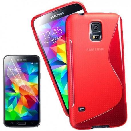 Silikon etui za Samsung Galaxy S5 Mini +Folija ekrana Rdeča barva