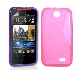 Silikon etui za HTC Desire 310 +Folija ekrana Pink barva