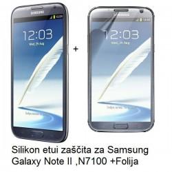 Silikon etui za Samsung Galaxy Note II ,N7100 +Folija, transparent  temna