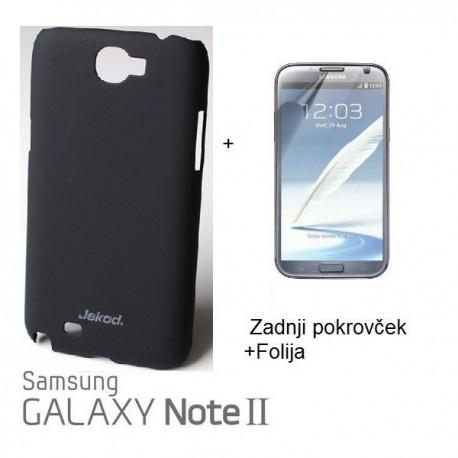 Etui za Samsung Galaxy Note II ,N7100 Zadnji pokrovček +Folija, Črna barva