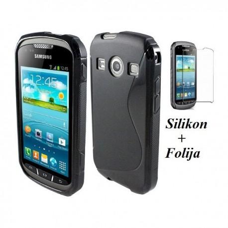 Silikon Etui za Samsung Galaxy Xcover 2 S7710 +folija, črna barva